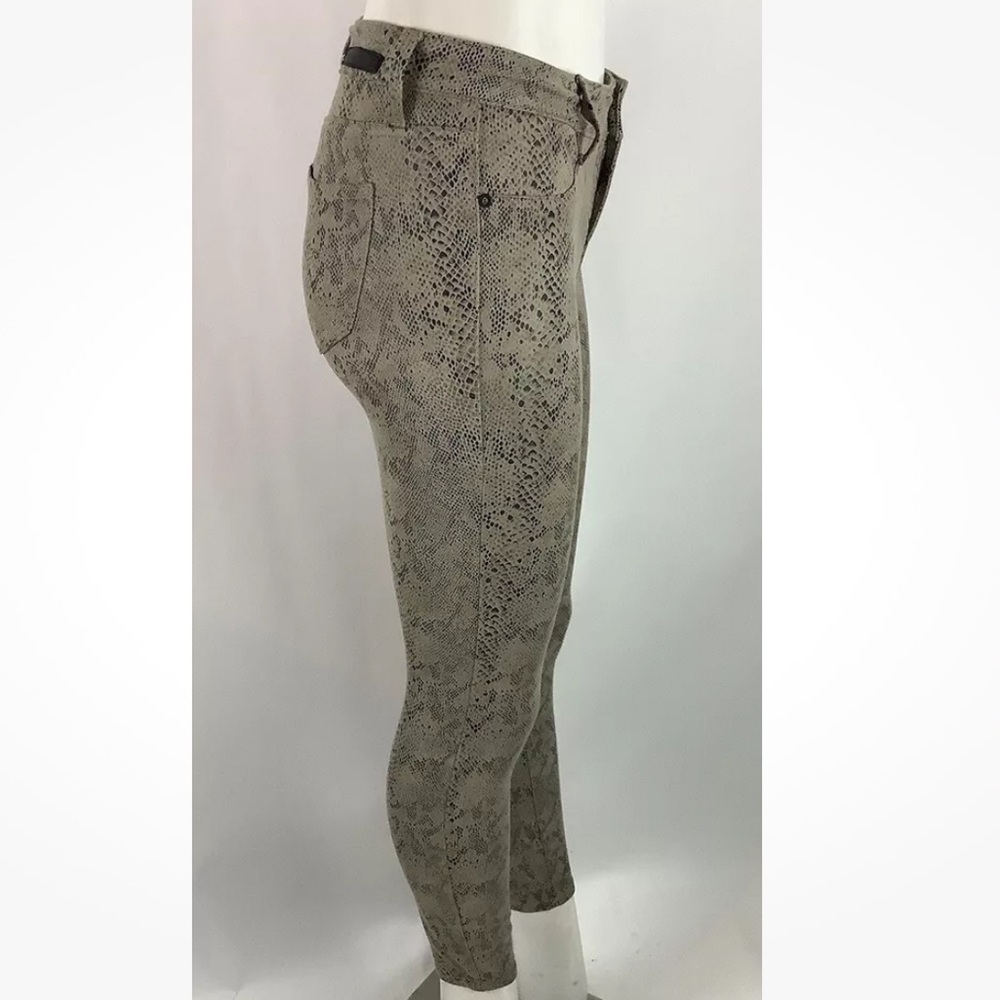Anthropologie Sz 26 Janice Ultra Skinny Python Print Jeans Brown Polyester - Picture 4 of 8